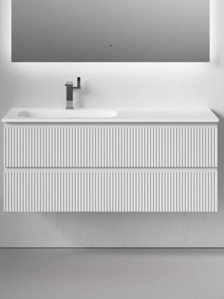 Тумба с раковиной Sancos Snob R 120 L подвесная, bianco, с ящиками, с доводчиками