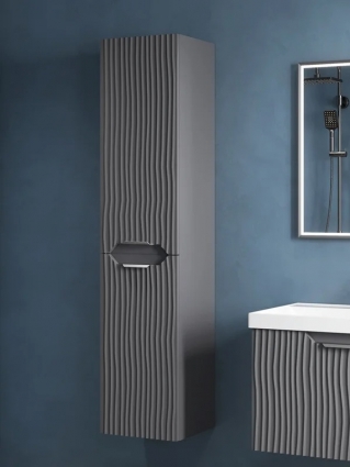 Шкаф-пенал для ванной EQUIL Mirage 36 L графит подвесной, матовый