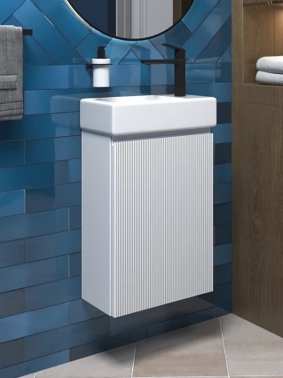Тумба с раковиной Wellsee WC Area 40 R подвесная, матовая белая, раковина 40x22x10 R глянцевая белая