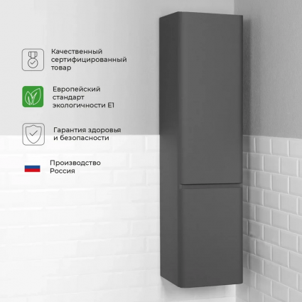 Шкаф-пенал для ванной Itana Roberto 40 R графит подвесной, матовый