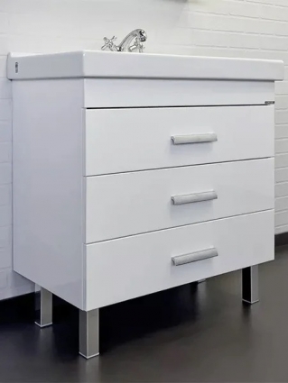 Тумба с раковиной Comforty Никосия 80Н напольная, белый глянец
