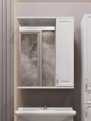 Зеркало Stella Polar Кармела 65/С Люкс с подсветкой, белое серебро, ручки серебро