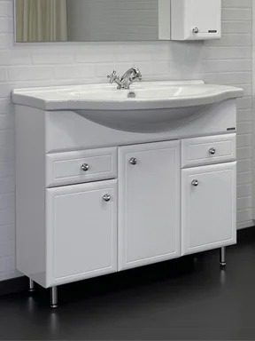Тумба с раковиной Comforty Сочи 100 напольная, белый глянец, матовая