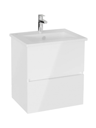 Тумба с раковиной VitrA Mia Plus Square 60 глянцевая белая, подвесная, с доводчиками