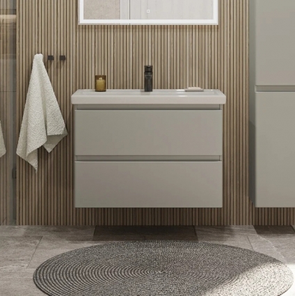 Тумба с раковиной Sanstar Riana 70 подвесная, grey, раковина Фостер 70, матовая, с ящиками