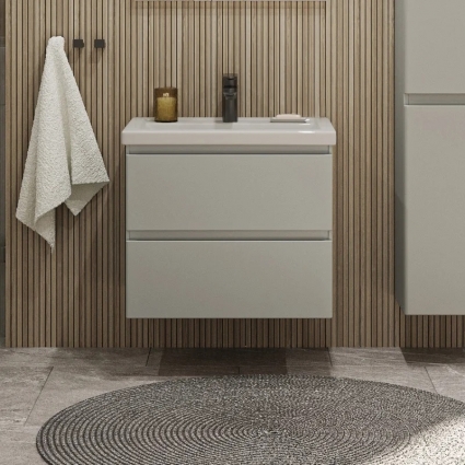 Тумба с раковиной Sanstar Riana 50 подвесная, grey, раковина Фостер 50, матовая, с ящиками