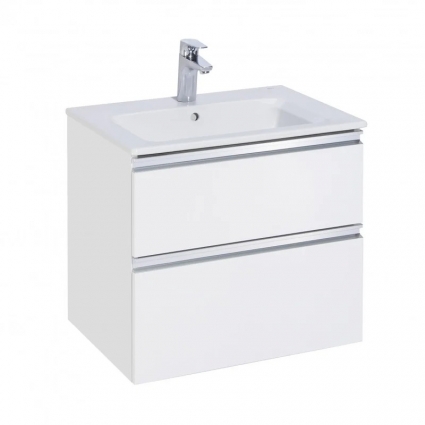 Тумба с раковиной Roca The Gap 60 2 ящика, белый глянец, раковина 3279A8000, подвесная, с доводчиками