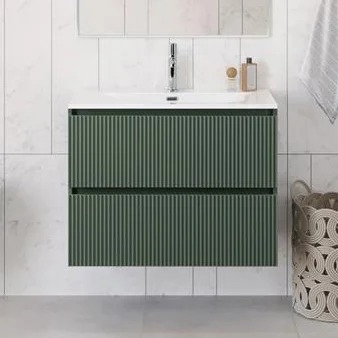 Тумба с раковиной BelBagno Uno 80 подвесная, 2 ящика, матовая еловая, с доводчиками