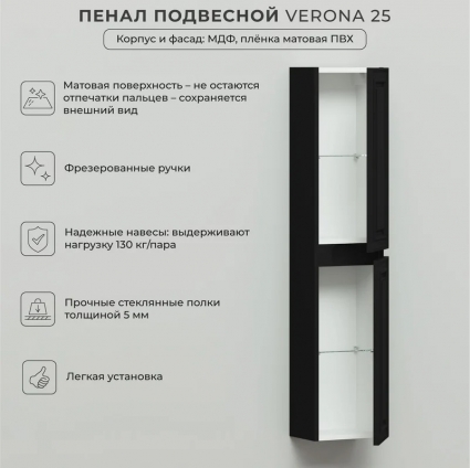 Шкаф-пенал для ванной Itana 4657836466324 подвесной, с доводчиками