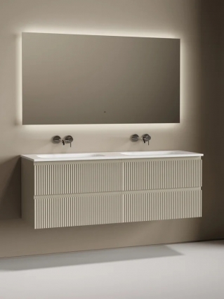 Комплект Тумба Sancos Snob R 70, beige soft, 2 шт. + Раковина Ceramicanova Grace CN7022wx + Донный Ceramicanova CN2000, 2 шт. + Смеситель Sancos Etna SC9004CH, 2 шт. + Зеркало Sancos Square 1400х800 SQ1400, подвесная, с ящиками
