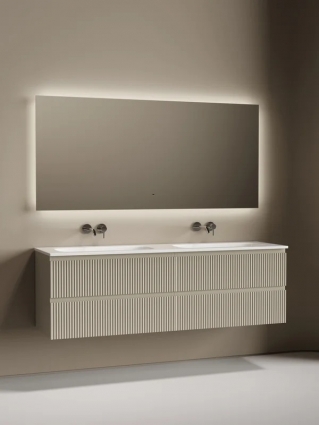 Комплект Тумба Sancos Snob R 80, beige soft, 2 шт. + Раковина Ceramicanova Grace CN7023wx+ Донный Ceramicanova CN2000, 2 шт. + Смеситель Sancos Etna SC9004CH, 2 шт. + Зеркало Sancos Square 1600х800 SQ1600, подвесная, матовая