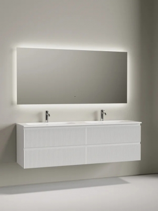 Комплект Тумба Sancos Snob R 80 bianco, 2 шт. + Раковина Ceramicanova Grace CN7023 + Донный Ceramicanova CN2000, 2 шт. + Смеситель Sancos Etna SC9001CH, 2 шт. + Зеркало Sancos Square 1600х800 SQ1600, подвесная, матовая