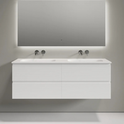 Тумба с раковиной Sancos Folk 140 подвесная, bianco, раковина CN7022wx, с ящиками, с доводчиками