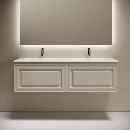 Тумба с раковиной Sancos Very 140 подвесная, beige soft, раковина CN7022, с ящиками, с доводчиками