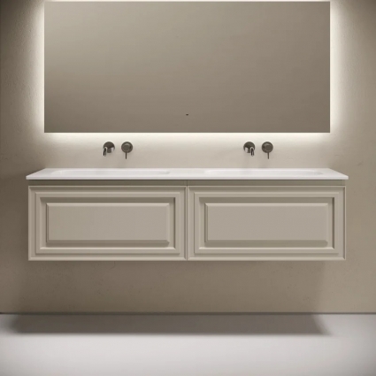 Тумба с раковиной Sancos Very 160 подвесная, beige soft, раковина CN7023wx, матовая, с ящиками