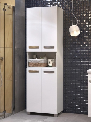 Шкаф Vigo Plaza 600 с бельевой корзиной, белый, матовый