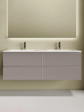 Тумба с раковиной Sancos Snob R 70 doha soft, 2 шт, раковина Ceramicanova Grace с двумя чашами и отверстиями под смеситель CN7022, подвесная, с ящиками