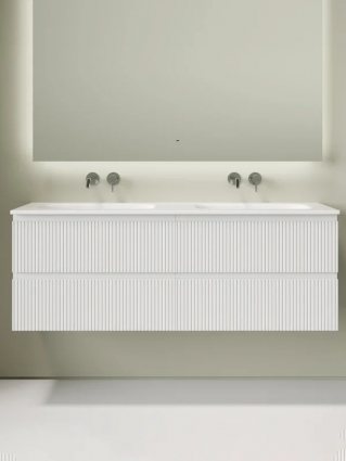 Тумба с раковиной Sancos Snob T 70 bianco, 2 шт, раковина Ceramicanova Grace CN7022wx с двумя чашами, без отверстий под смеситель