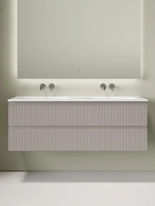 Тумба с раковиной Sancos Snob T 70 doha soft, 2 шт, раковина Ceramicanova Grace CN7022wx с двумя чашами, без отверстий под смеситель