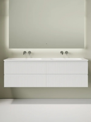Тумба с раковиной Sancos Snob T 80 bianco, 2 шт, раковина Ceramicanova Grace CN7023wx с двумя чашами, без отверстий под смеситель