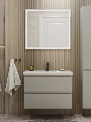 Мебель для ванной комнаты Sanstar Riana 80 подвесная, grey, раковина Como 80, матовая, с ящиками