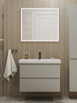 Мебель для ванной комнаты Sanstar Riana 80 подвесная, grey, раковина Moduo 80, матовая, с ящиками