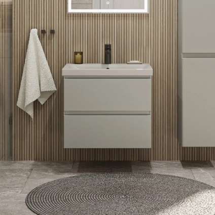 Тумба с раковиной Sanstar Riana 50 подвесная, grey, раковина Moduo 50, матовая, с ящиками