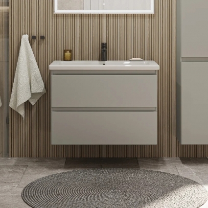Тумба с раковиной Sanstar Riana 70 подвесная, grey, раковина Como 70, матовая, с ящиками