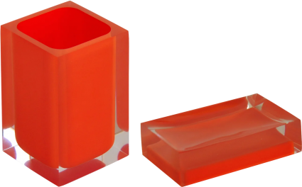 Набор Стакан Ridder Colours 22280114 оранжевый + Мыльница 22280314 оранжевая настольная,  в современном стиле
