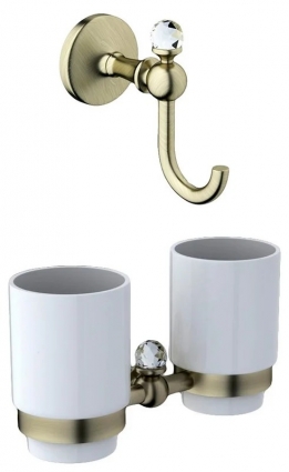 Набор Стакан Art&Max Antic Crystal AM-E-2688SJ-Br двойной + Крючок AM-E-2686BSJ-Br бронза, подвесная