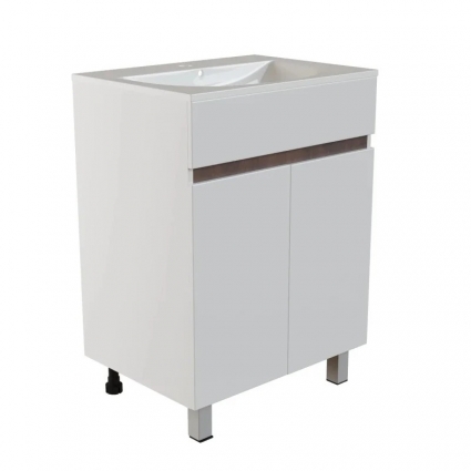 Mixline Тумба д/ванной "БРИКС-60" 2 ст. белый/дуб вотан под рак."Breeze 60" меб. (Sanita Luxe)(ПВХ)(разбор) напольная, с дверками
