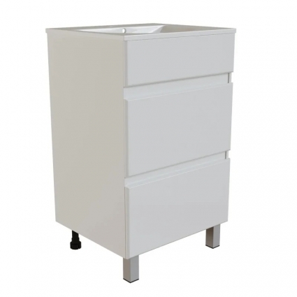 Mixline Тумба д/ванной "БРИКС-50" 2 ящ. под раковину "Breeze 50" меб. (Sanita Luxe) (ПВХ)(разбор) напольная, с ящиками