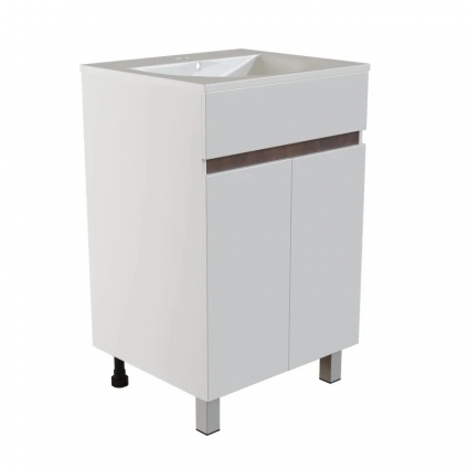Mixline Тумба д/ванной "БРИКС-50" 2 ст.белый/дуб вотан под рак."Breeze 50"меб. (Sanita Luxe)(ПВХ) (разбор) напольная, с дверками