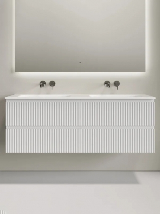 Тумба с раковиной Sancos Snob R 70 bianco, 2 шт, раковина Ceramicanova Grace с двумя чашами, без отверстий под смеситель, CN7022wx