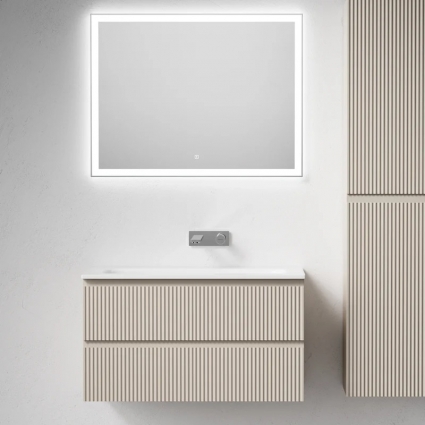 Мебель для ванной комнаты Sancos Snob R 90 подвесная, beige soft, раковина СN7019wx, с ящиками, с доводчиками