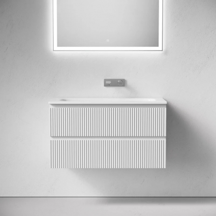 Тумба с раковиной Sancos Snob R 90 подвесная, bianco, раковина СN7019wx, с ящиками, с доводчиками