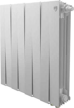 Радиатор биметаллический секционный Royal Thermo PianoForte 500 VR80 8 секций, дизайнерский, нижнее правое подключение, белый, на площадь 19 кв.м.