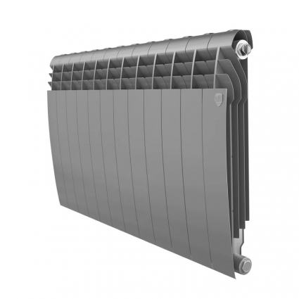 Радиатор биметаллический секционный Royal Thermo BiLiner B 500 12 секций, боковое проходное подключение, серебристый, на площадь 26 кв.м., серебро