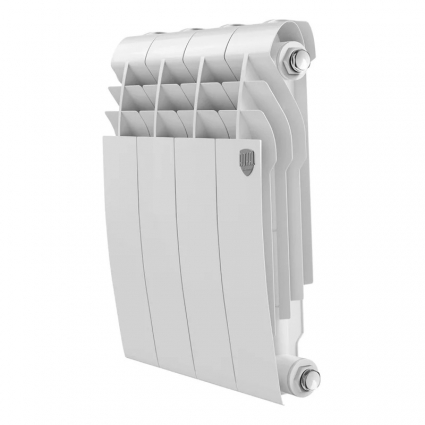 Радиатор биметаллический секционный Royal Thermo BiLiner B 350 4 секции, боковое проходное подключение, белый, на площадь 6 кв.м.