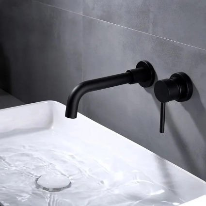 Смеситель для раковины (для умывальника) встраиваемый Maretti Eleganza Black ENB32RF13 однорычажный, черный