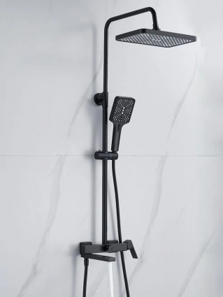 Душевая стойка Knotlor KN-23/BL цвет черный, шланг 150 см, 1 режим