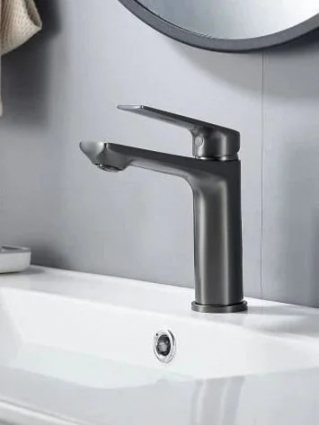 Cмеситель для раковины Knotlor KN-60/GM, графит, однорычажный, серый