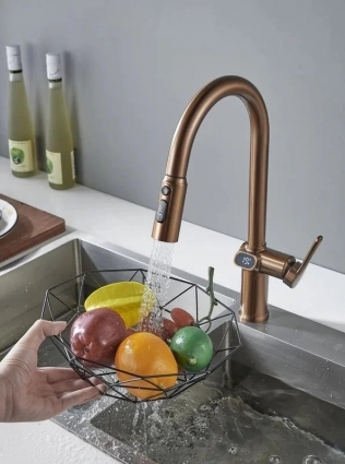 Knotlor Cмеситель для кухни с индикатором температуры Кnotlor KN-100/RB, бронза, однорычажный, длина излива 17.5 см