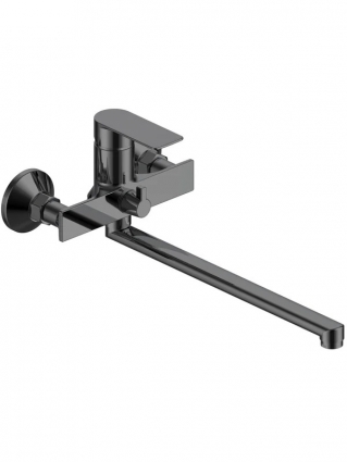 Смеситель с длинным изливом для ванны VODA Neva Gun Metal NV31GM оружейная сталь, однорычажный,  в современном стиле
