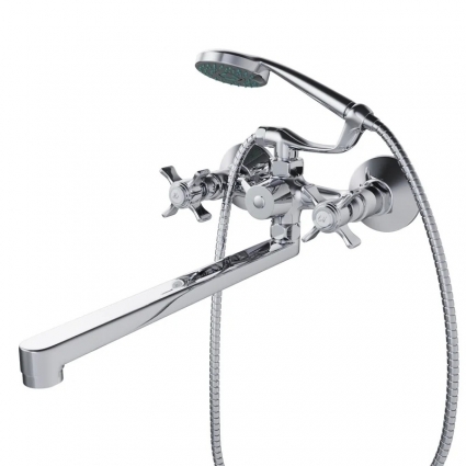 Смеситель для ванны и раковины 1/2 керамический MIXLINE ML30-02  "Classic" двухвентильный, хром