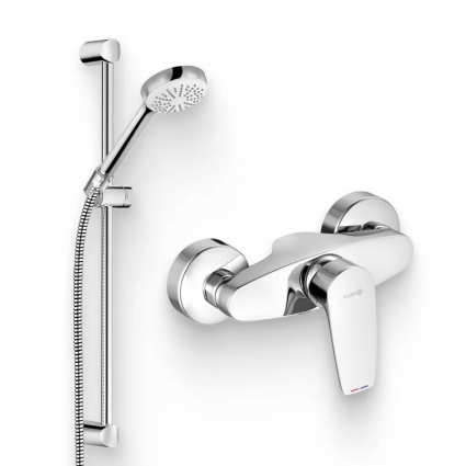 Душевой комплект Смеситель для душа Kludi Pure&Solid + Гарнитур Logo 1S 6816005-00 хром, штанга 12.5 см