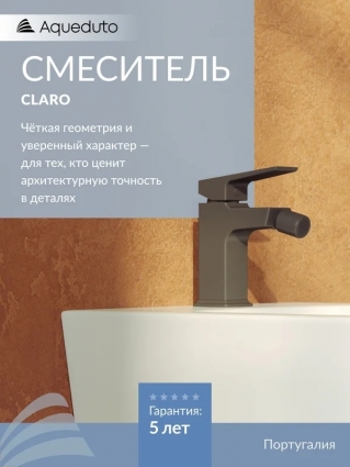 Смеситель для биде Aqueduto Claro CLA0545 оружейная сталь однорычажный, длина излива 10.1 см