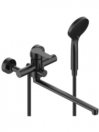 Смеситель с длинным изливом для ванны ESKO Orlando Black OL31B матовый черный, однорычажный,  в современном стиле