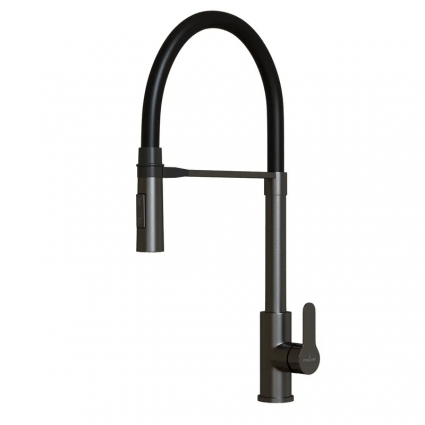 Смеситель для кухни 35k MIXLINE MLSS-0402BL черный гибкий излив магнит, п/гайку ЧЕРНЫЙ ГРАФИТ, однорычажный