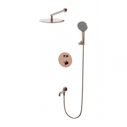 Душевой комплект Wonzon & Woghand Stick WW-88929010-RG С ВНУТРЕННЕЙ ЧАСТЬЮ, розовое золото, цвет медь, шланг пластиковый 150 см